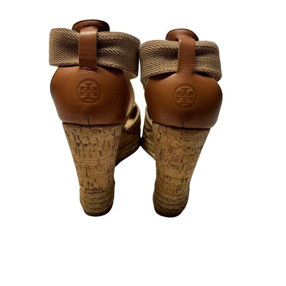 Tory Burch Women's Size 11 ‘Natanya’ Linen Blend Cork Espadrille Wedges - Picture 4 of 11